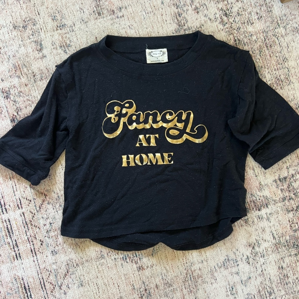 Joyfolie Black Tee with Gold Print